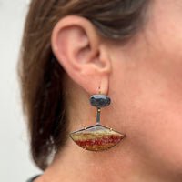 Multicolor Tourmaline and Speckled Teal Kyanite Earrings